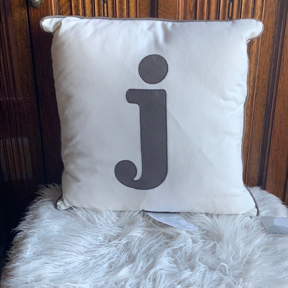 NWT Nordstrom Rack J Initial Throw Pillow 17 x 17